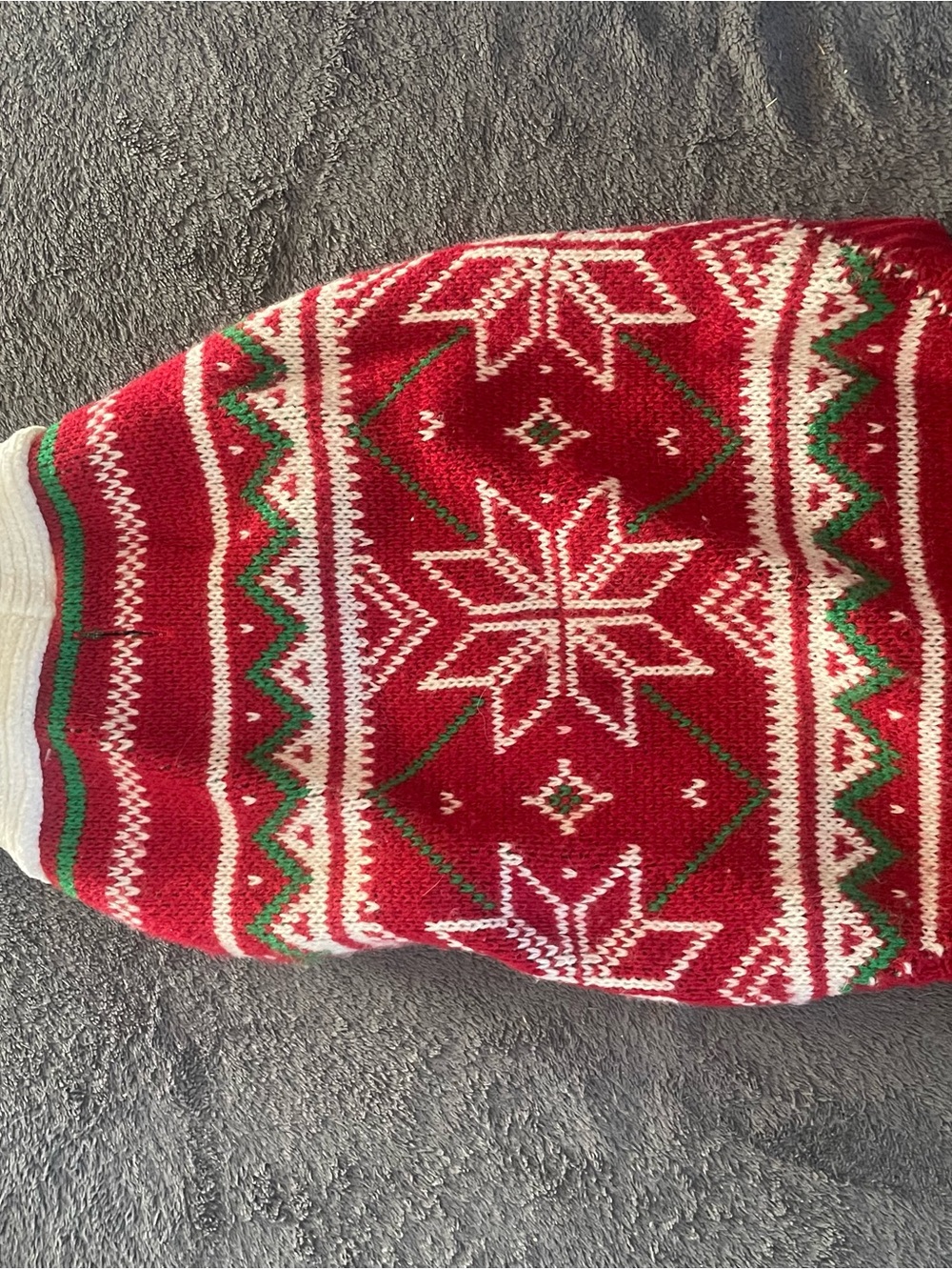 Festive Red Fair Isle Dog Sweater with Green & White Accents